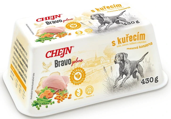 Chejn Bravo Plus s kuřecím a zeleninou 430g