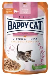 Happy Cat kitten & junior kachní 20x85g kapsička KARTON