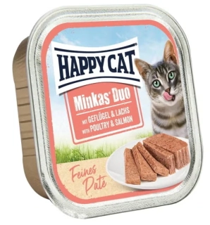 Happy Cat Minkas Duo Paté - Drůbež & Losos 100g SLEVA MIN. TRV. 13.5.2026