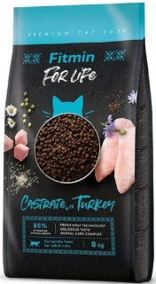 NEW Fitmin Cat For Life Castrate Turkey 8kg+myška